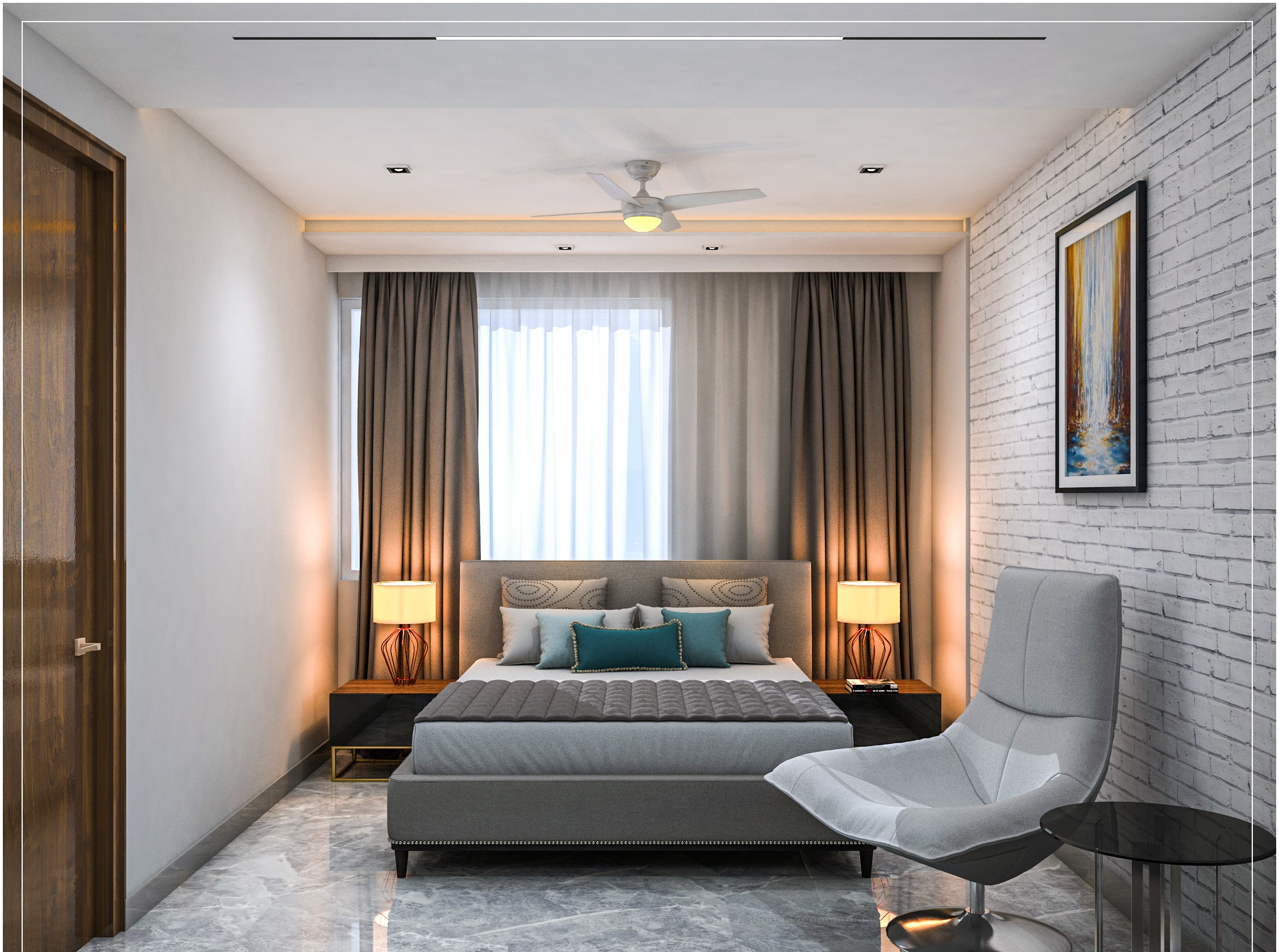 Master Bedroom — Soft Drapery & Ambient Glow