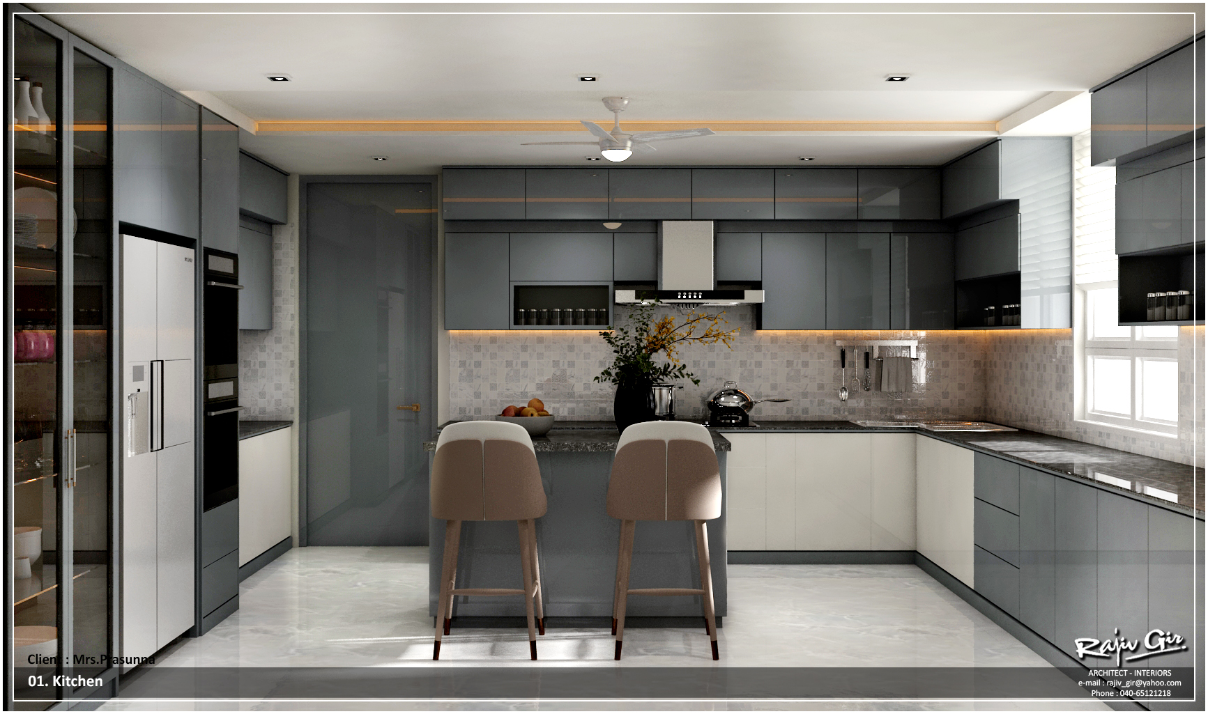 Kitchen — Grey & White with Island